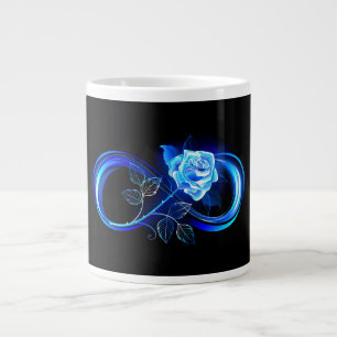 Glowing infinity with blue rose large coffee mug