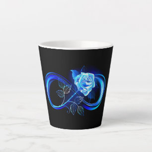 Glowing infinity with blue rose latte mug