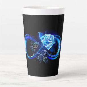 Glowing infinity with blue rose latte mug
