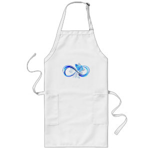 Glowing infinity with blue rose long apron