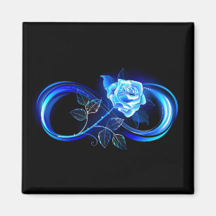 Glowing infinity with blue rose magnet