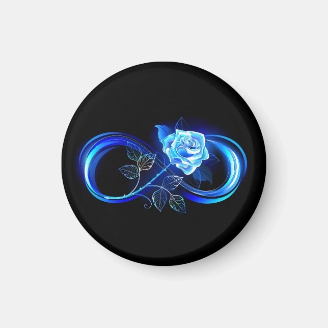 Glowing infinity with blue rose magnet (Front)