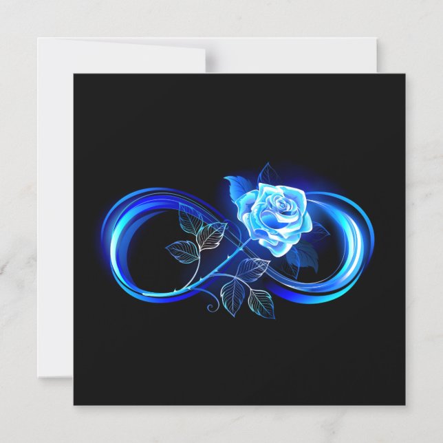Glowing infinity with blue rose magnetic invitation (Front)