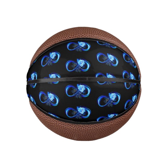 Glowing infinity with blue rose mini basketball (Front)