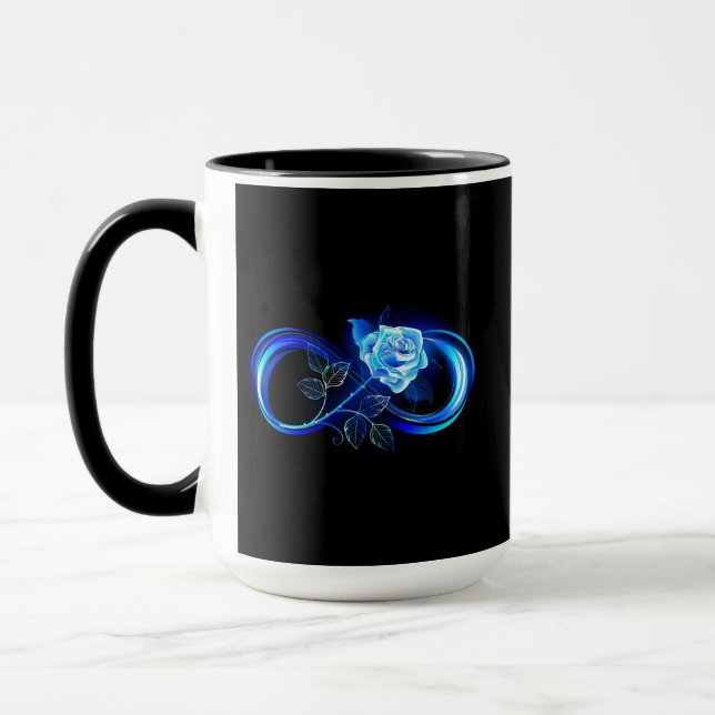 Glowing infinity with blue rose mug (Left)