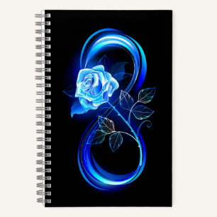 Glowing infinity with blue rose notebook
