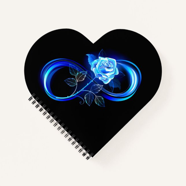 Glowing infinity with blue rose notebook (Front)