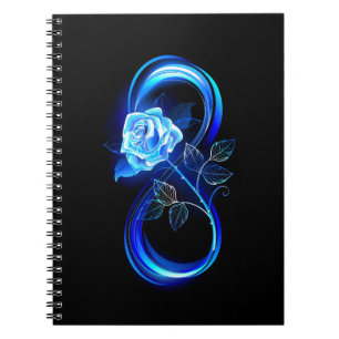 Glowing infinity with blue rose notebook