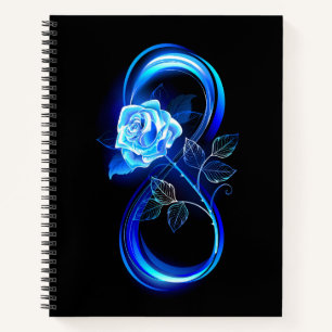 Glowing infinity with blue rose notebook