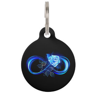Glowing infinity with blue rose pet tag