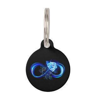 Glowing infinity with blue rose pet tag