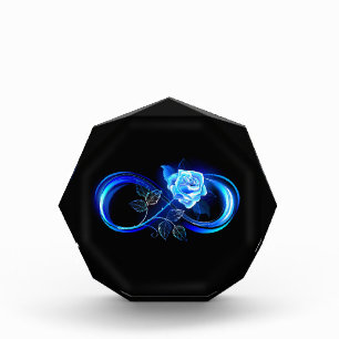 Glowing infinity with blue rose photo block