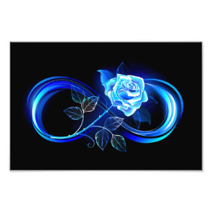 Glowing infinity with blue rose photo print