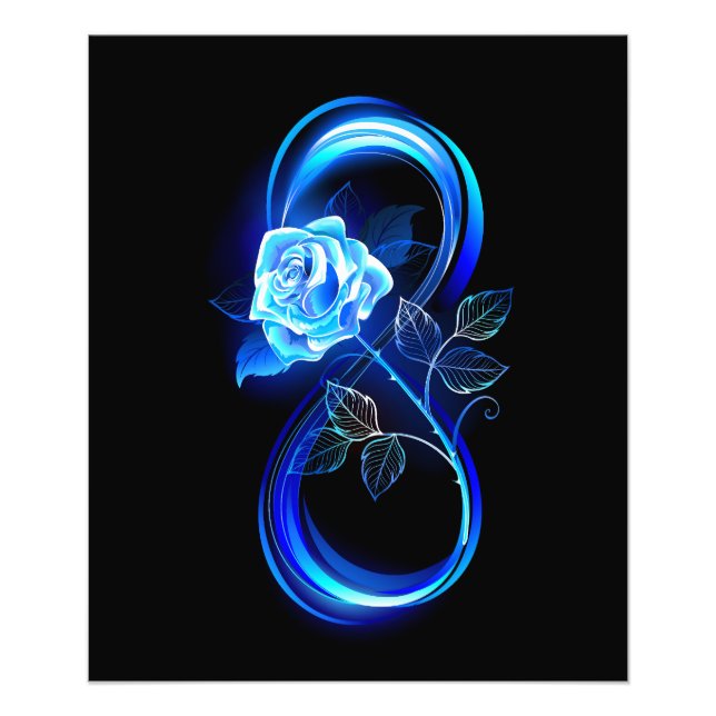 Glowing infinity with blue rose photo print (Front)