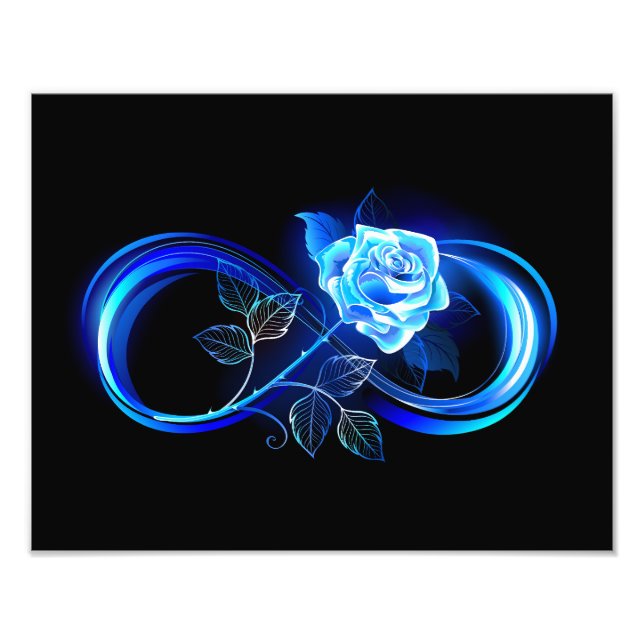 Glowing infinity with blue rose photo print (Front)