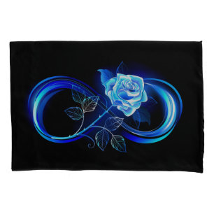 Glowing infinity with blue rose pillowcase