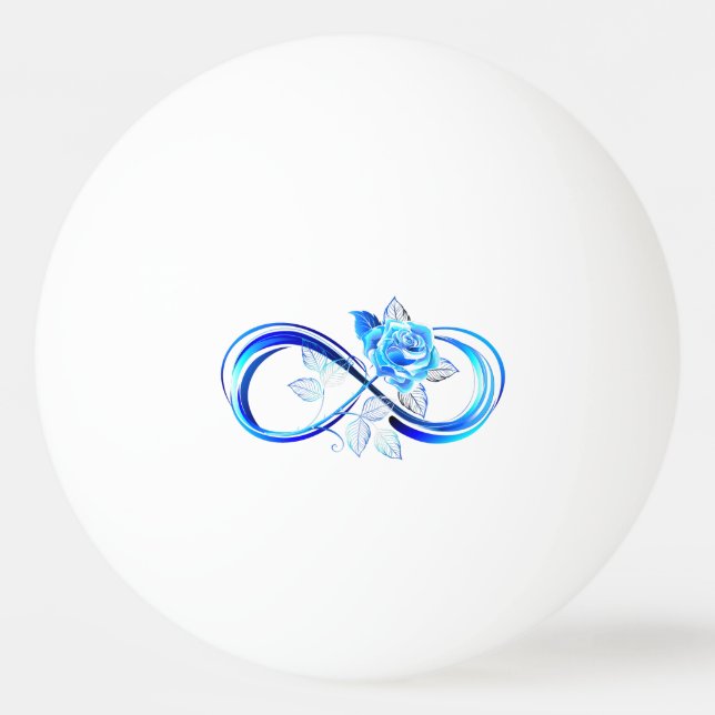 Glowing infinity with blue rose ping pong ball (Front)