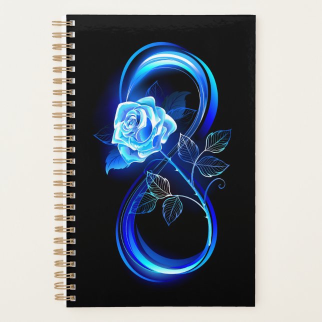 Glowing infinity with blue rose planner (Front)