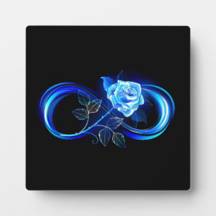 Glowing infinity with blue rose plaque