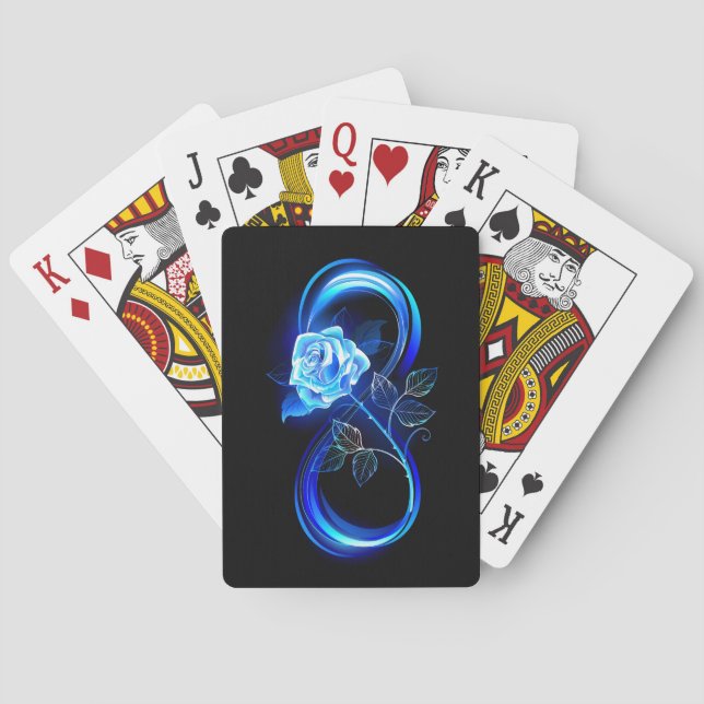 Glowing infinity with blue rose playing cards (Back)