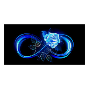 Glowing infinity with blue rose poster