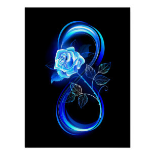 Glowing infinity with blue rose poster