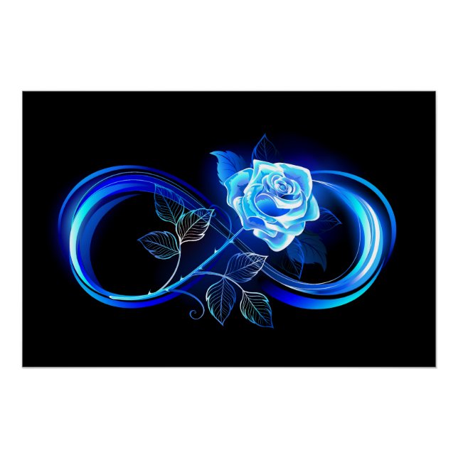 Glowing infinity with blue rose poster (Front)