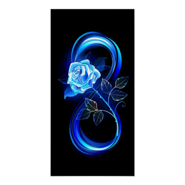 Glowing infinity with blue rose poster (Front)