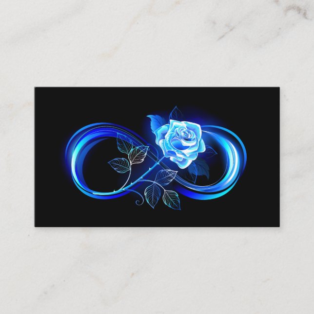 Glowing infinity with blue rose referral card (Front)