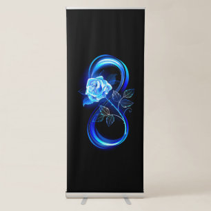 Glowing infinity with blue rose retractable banner