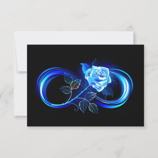 Glowing infinity with blue rose RSVP card (Front)