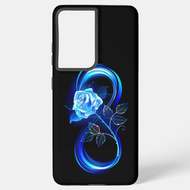 Glowing infinity with blue rose samsung galaxy s21+ case (Back)