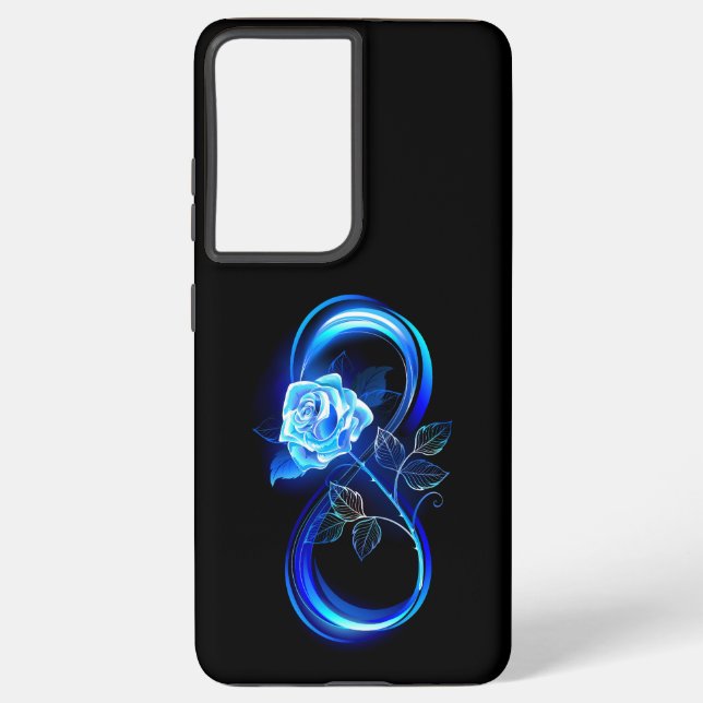 Glowing infinity with blue rose samsung galaxy s21 ultra case (Back)