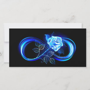 Glowing infinity with blue rose save the date