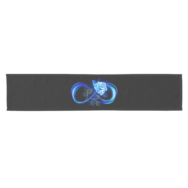 Glowing infinity with blue rose short table runner (Horizontal)
