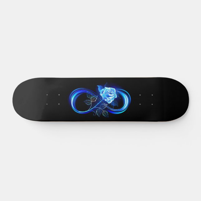 Glowing infinity with blue rose skateboard (Horz)