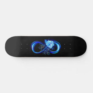 Glowing infinity with blue rose skateboard