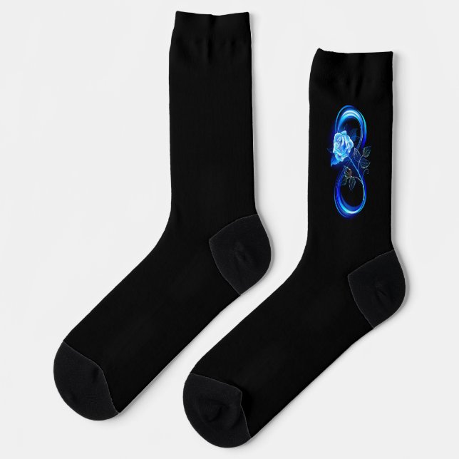 Glowing infinity with blue rose socks (Left)
