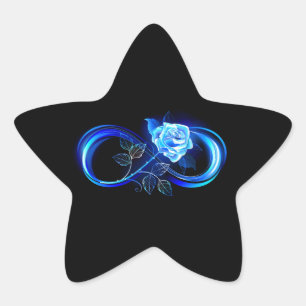 Glowing infinity with blue rose star sticker