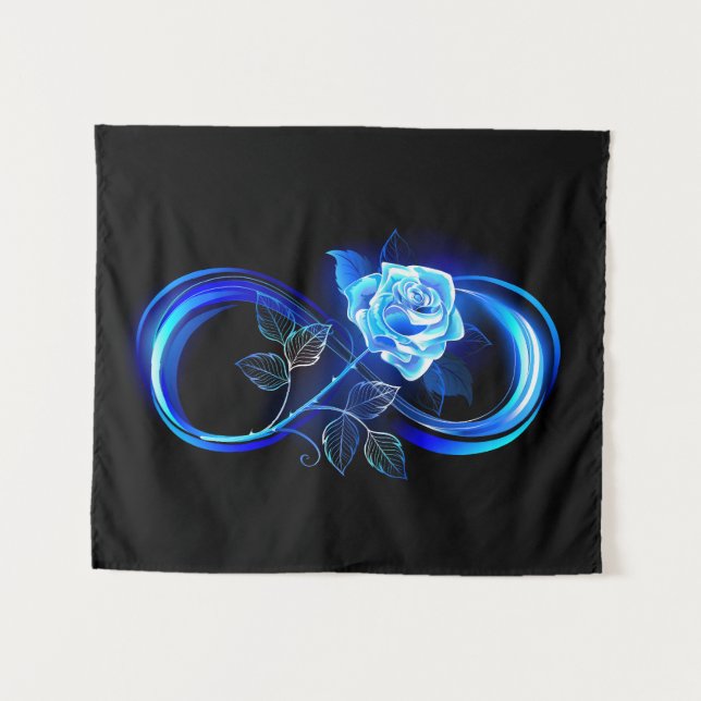 Glowing infinity with blue rose tapestry (Front (Horizontal))