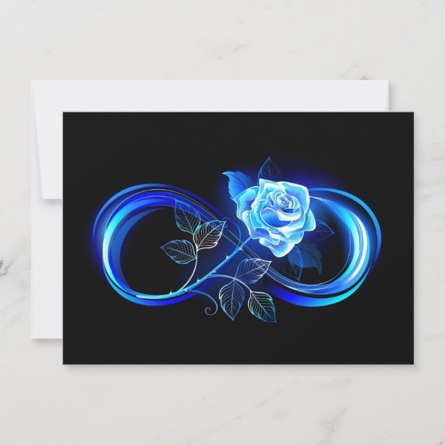 Glowing infinity with blue rose thank you card (Front)