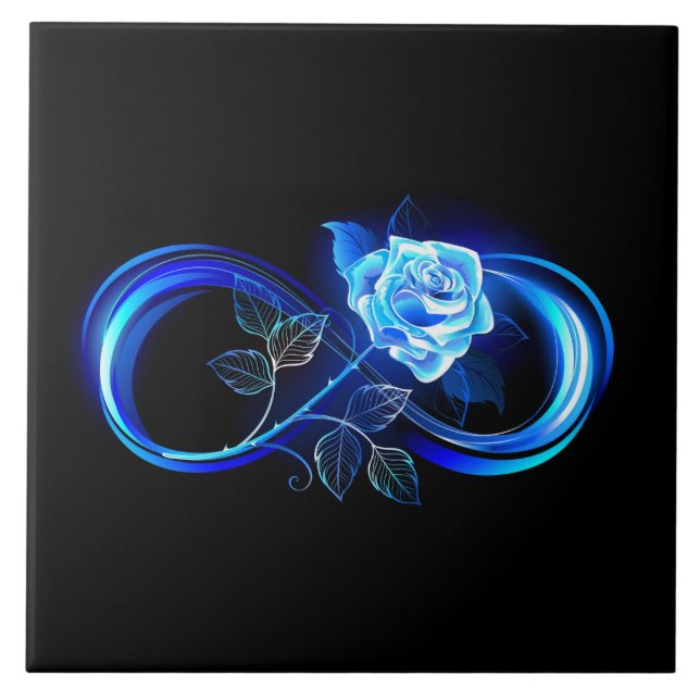 Glowing infinity with blue rose tile (Front)