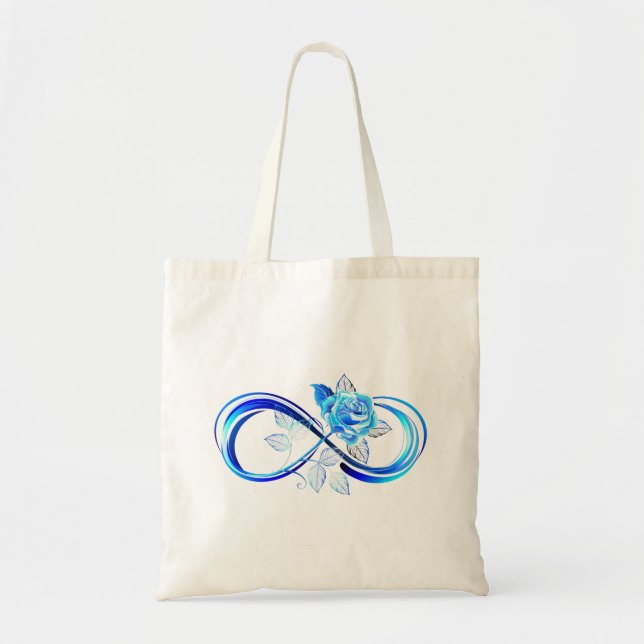 Glowing infinity with blue rose tote bag (Front)
