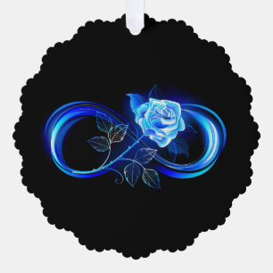 Glowing infinity with blue rose tree decoration card