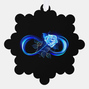 Glowing infinity with blue rose tree decoration card