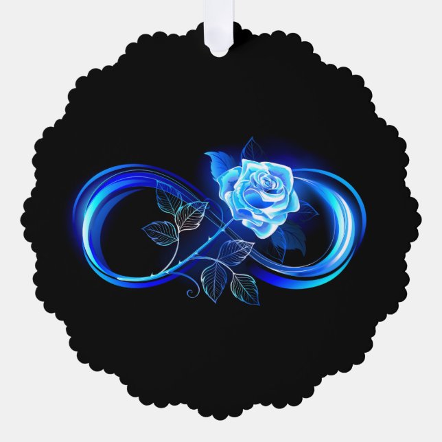 Glowing infinity with blue rose tree decoration card (Front)