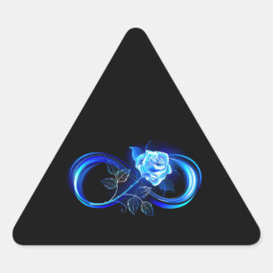 Glowing infinity with blue rose triangle sticker