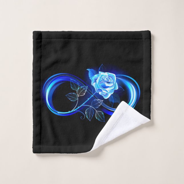 Glowing infinity with blue rose wash cloth (Wash Cloth)
