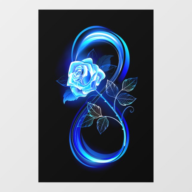 Glowing infinity with blue rose window cling (Sheet)