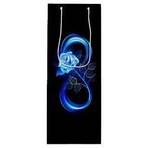 Glowing infinity with blue rose wine gift bag